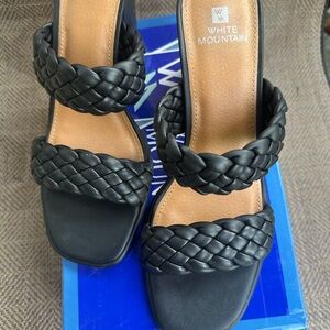 White Mountain Women's Black Braided Sandals